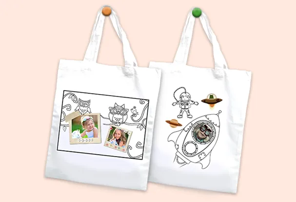 Personalisierte Fotogeschenke. Geburtstag fuer alle Gaeste unvergesslich machen. Nutzt den Stoffbeutel fuer die Willkommensgeschenke fuer die Gaeste.