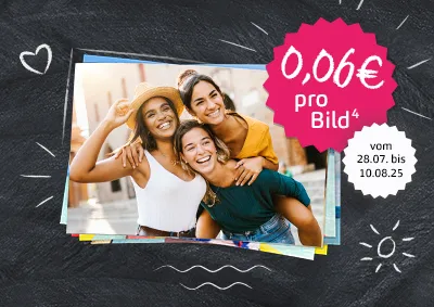 Bilderaktion bei der ROSSMANN Fotowelt. Erhalte dein digitalen Fotoabzug im 10er-Format für 0,06 €⁴ statt 0,08 €.