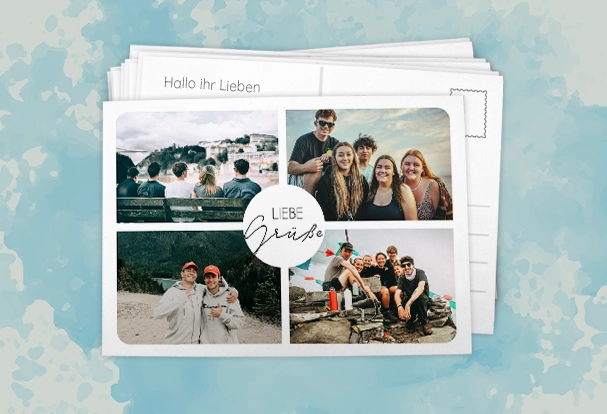 Individuell bedruckte Postkarte mit Urlaubsfoto und Text