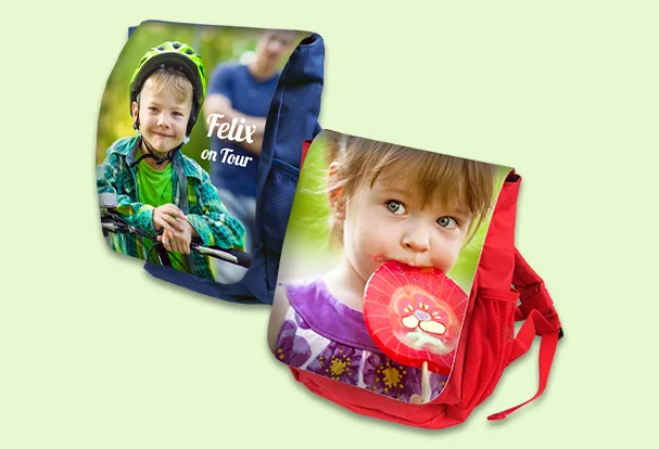 Tragbares Geburtstagsgeschenk mit Fotos gestalten wie den Kinderrucksack. In der ROSSMANN Fotowelt gibt es unzaehlige Produkte, die euer Kind begeistern werden.