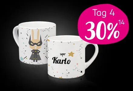 Personalisierte Kindertassen mit Superhelden-Design und Namen.  Black Friday Angebote heute mit 30% Rabatt gestalten.