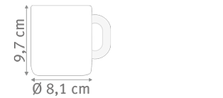 Besondere personalisierte Tasse liebevoll online gestalten und genau sehen, was zu Hause ankommt mit unserer Formatgrafik. 325 ml passen in die zu gestaltende Tasse.