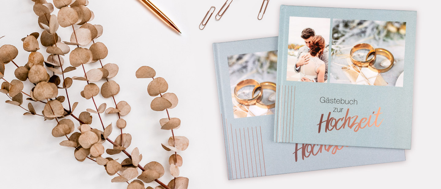 Hochzeits-Fotogeschenke in der ROSSMANN Fotowelt designen und zum grossen Tag verschenken. Designen Sie jetzt ein individuelles Gaestebuch mit Fotos und Texten.