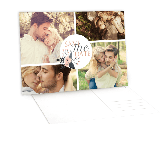 Schoenes Fotogeschenk Hochzeit selbst designen und selbstgemachte Postkarten als Save the Date verschicken. Jetzt Fotos hochladen und Freunde und Familie einladen.