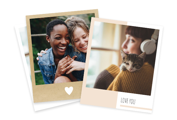 Hochwertige Retro-Fotos im klassischen Polaroid-Look auf echtem Fotopapier, personalisierbar in eurer ROSSMANN Fotowelt.