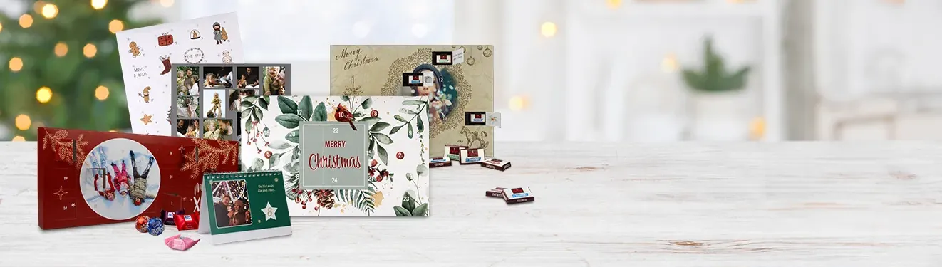 Adventskalender selbst gestalten, viele Designvorlagen, mit und ohne Füllung Gestaltet euren eigenen Foto-Adventskalender und verschenkt jeden Tag eine kleine Freude in der Vorweihnachtszeit. Öffnet täglich ein Türchen und entdeckt eine süße Überraschung.