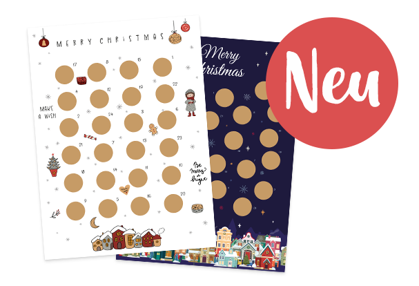Überrascht Freunde und Familie mit einem individualiserten Adventskalender und lasst die Vorfreude auf Weihnachten wachsen. Gestaltet einen Advenskalender mit eigenen Bildern und Texten. Dazu werden 24 Rubbelsticker geliefert. 