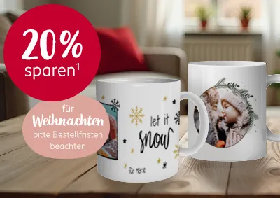 Die Anlasstasse Weihnachten ist unser Produkt des Monats Dezember, spart jetzt 20%