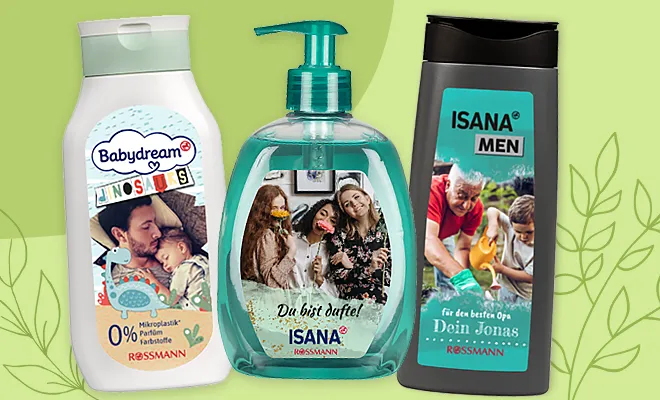 Eine Auswahl an Mein Design Produkten mit eigenem Foto und kreativem Design als personalisierte Ostergeschenke-Idee.