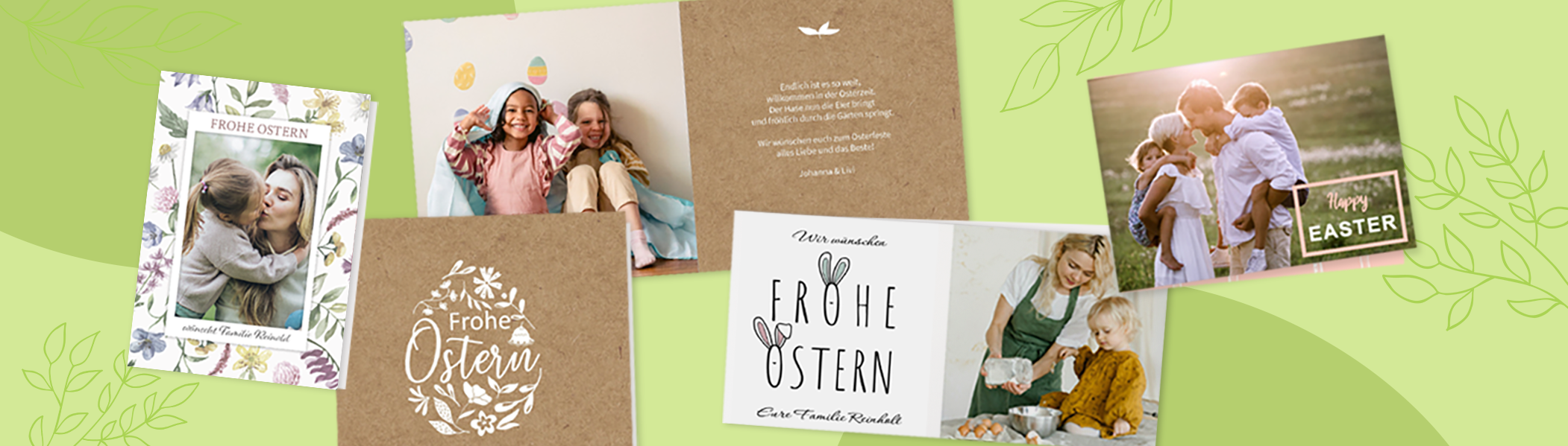Fotogeschenke Ostern: Verschiedene personalisierte Osterkarten mit Foto für persönliche Grüße zu Ostern. Jetzt gestalten!