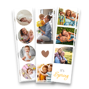 Verschiedene Fotostreifen mit individuellem Design zeigen schöne Momente.