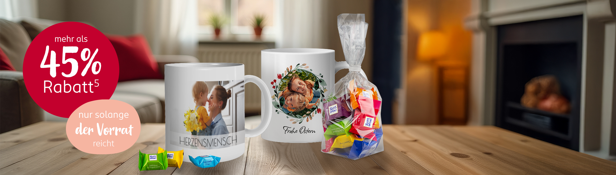 Ihr könnt nicht nur eine Tasse mit Foto bedrucken lassen, sondern die Tasse gleich als besonderes Geschenk mit Schokolade befüllt bestellen und verschenken.