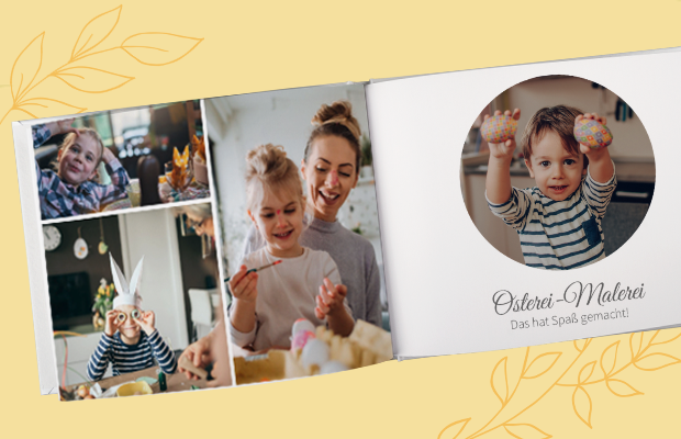 Personalisierte Ostergeschenke: Ein liebevoll gestaltetes Fotobuch mit Osterbildern und Texten für besondere Erinnerungen.