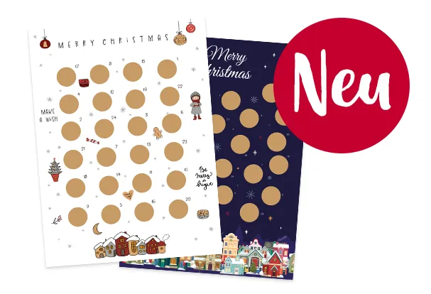 Überrascht Freunde und Familie mit einem individualiserten Adventskalender und lasst die Vorfreude auf Weihnachten wachsen. Gestaltet einen Advenskalender mit eigenen Bildern und Texten. Dazu werden 24 Rubbelsticker geliefert. 