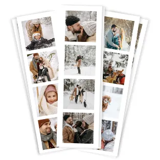 Drei Fotostreifen mit mehreren persönlichen Fotos von Familien und Kindern