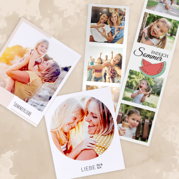 Retro-Fotos und Fotostreifen gestalten Retro-Fotos und Fotostreifen mit sommerlichen Erinnerungen und persönlichen Bildern