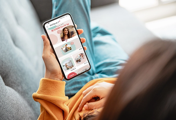 ROSSMANN Fotowelt App auf einem Smartphone wird zur Bestellung genutzt