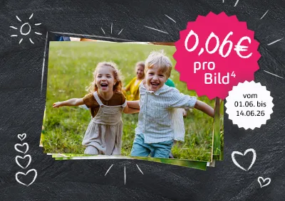 Bilderaktion bei der ROSSMANN Fotowelt. Erhalte dein digitalen Fotoabzug im 10er-Format für 0,06 €⁴ statt 0,08 €.