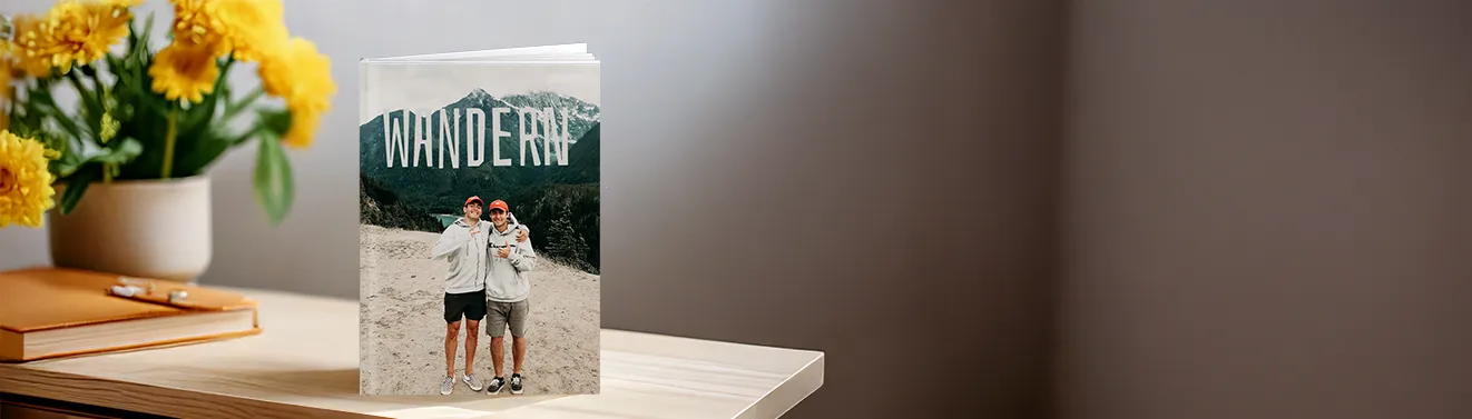 Individuelles Fotoheft im Hochformat mit Reisefoto auf dem Cover