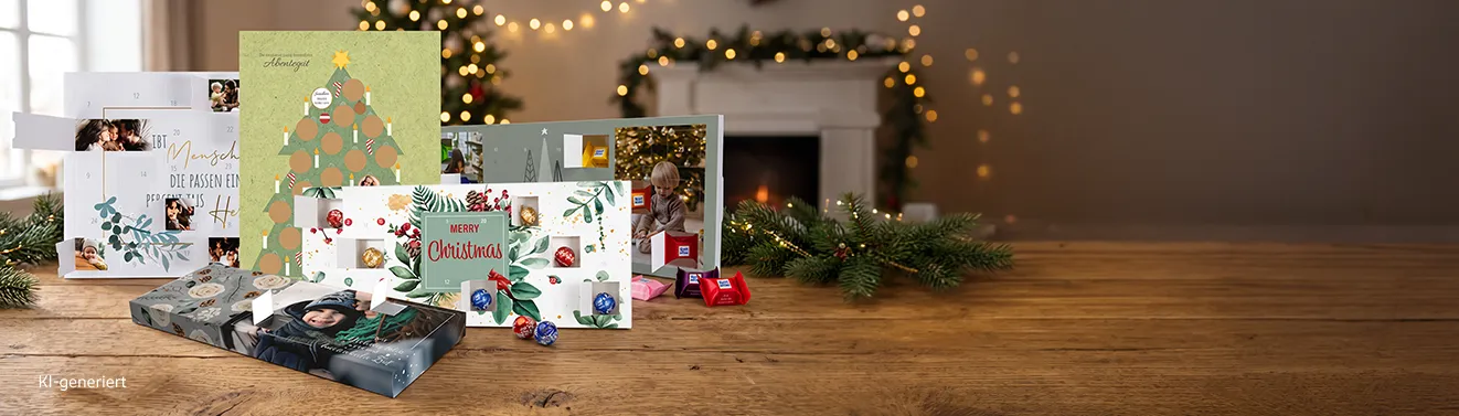 Personalisierte Adventskalender mit Fotos und Schokolade