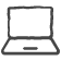 Symbol eines Laptops, das auf die Möglichkeit hinweist, online Kontakt aufnehmen oder Unterstützung erhalten zu können.