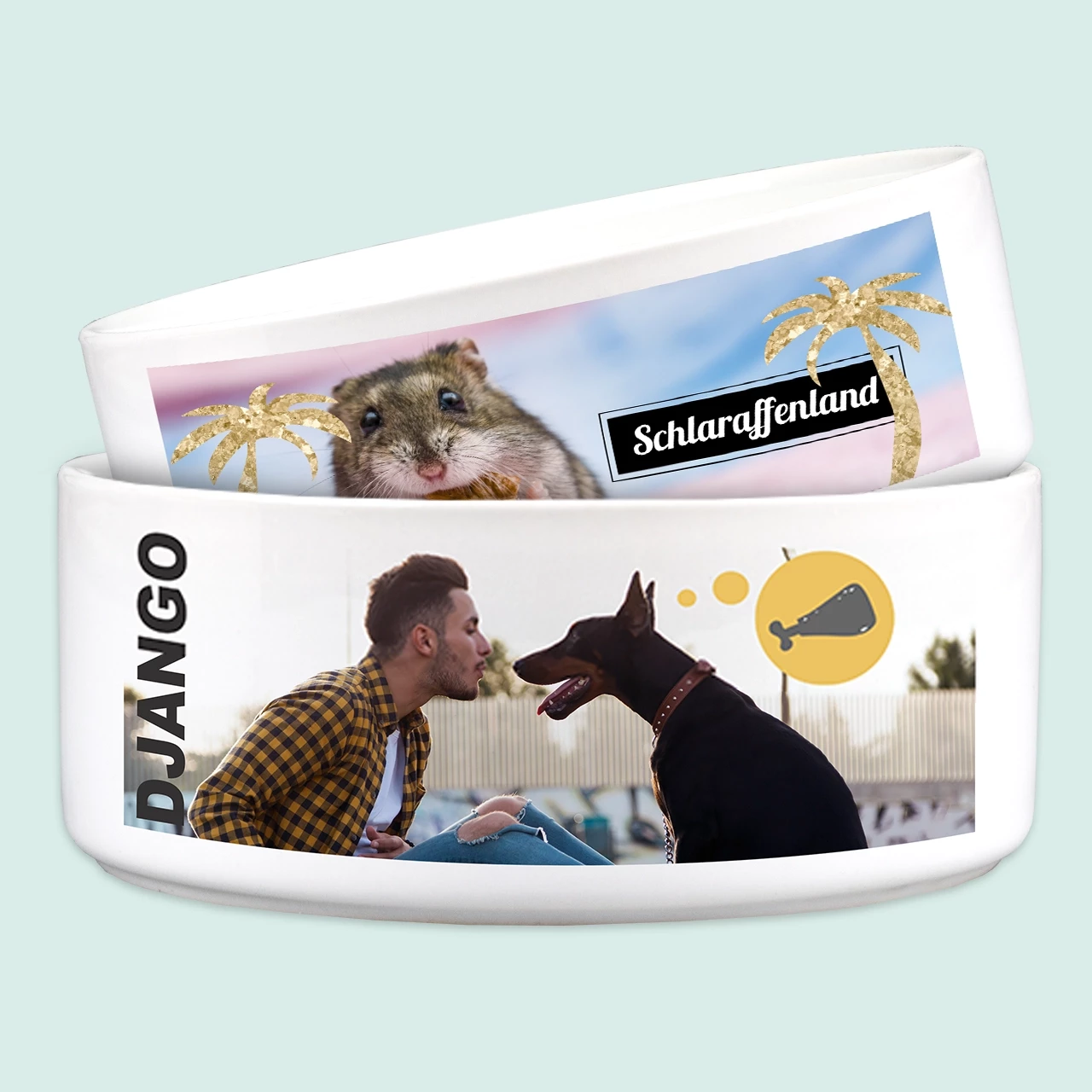 Hundenapf mit Namen in der ROSSMANN Fotowelt bestellen. Wir bieten euch zahlreiche Designvorlagen für diverse Tiere an. Jetzt auswählen und los gestalten.