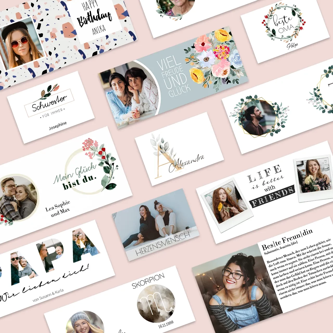 Individuelle Tasse selbst gestalten, viele kreative Designvorlagen Hier könnt ihr eure Tasse selbst gestalten, je nach Geschmack mit einem oder mehreren Fotos in Panorama oder Vollformat. Lasst euch von unseren Designvorlagen inspirieren.