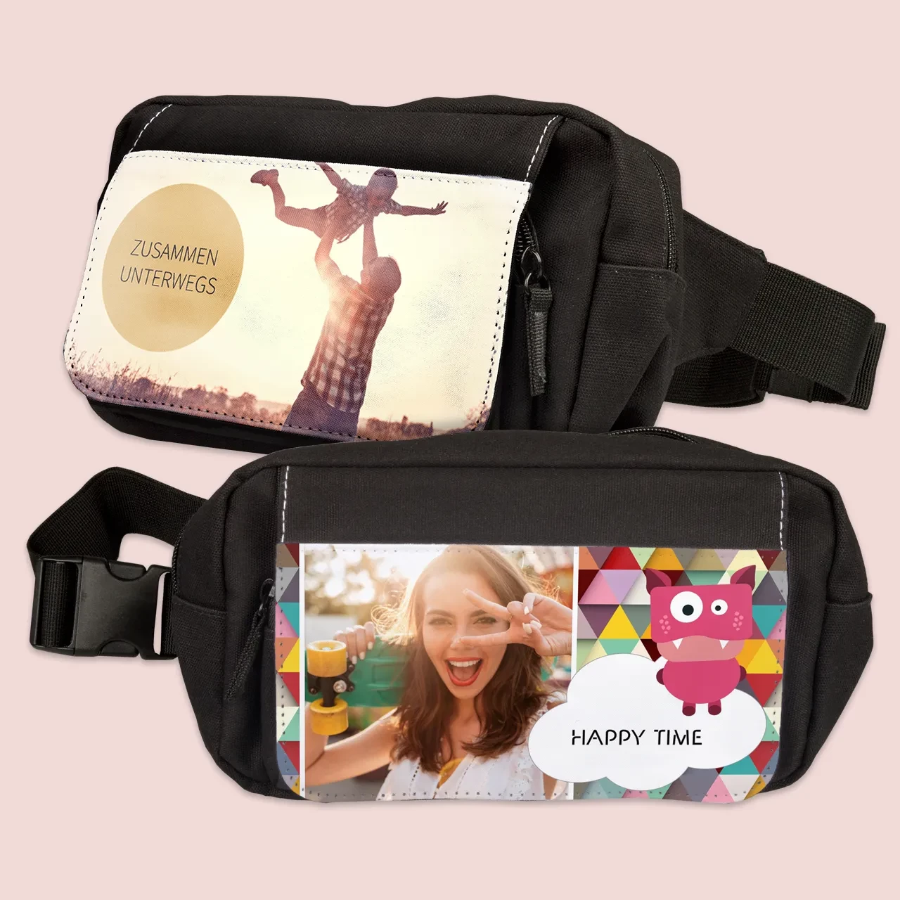 Trendige Bauchtasche bedrucken lassen: Gestaltet eure Foto-Gürteltasche. Robust, mit praktischem Verschluss und einzigartigem Design. Ein Must-Have für jedes Outfit.