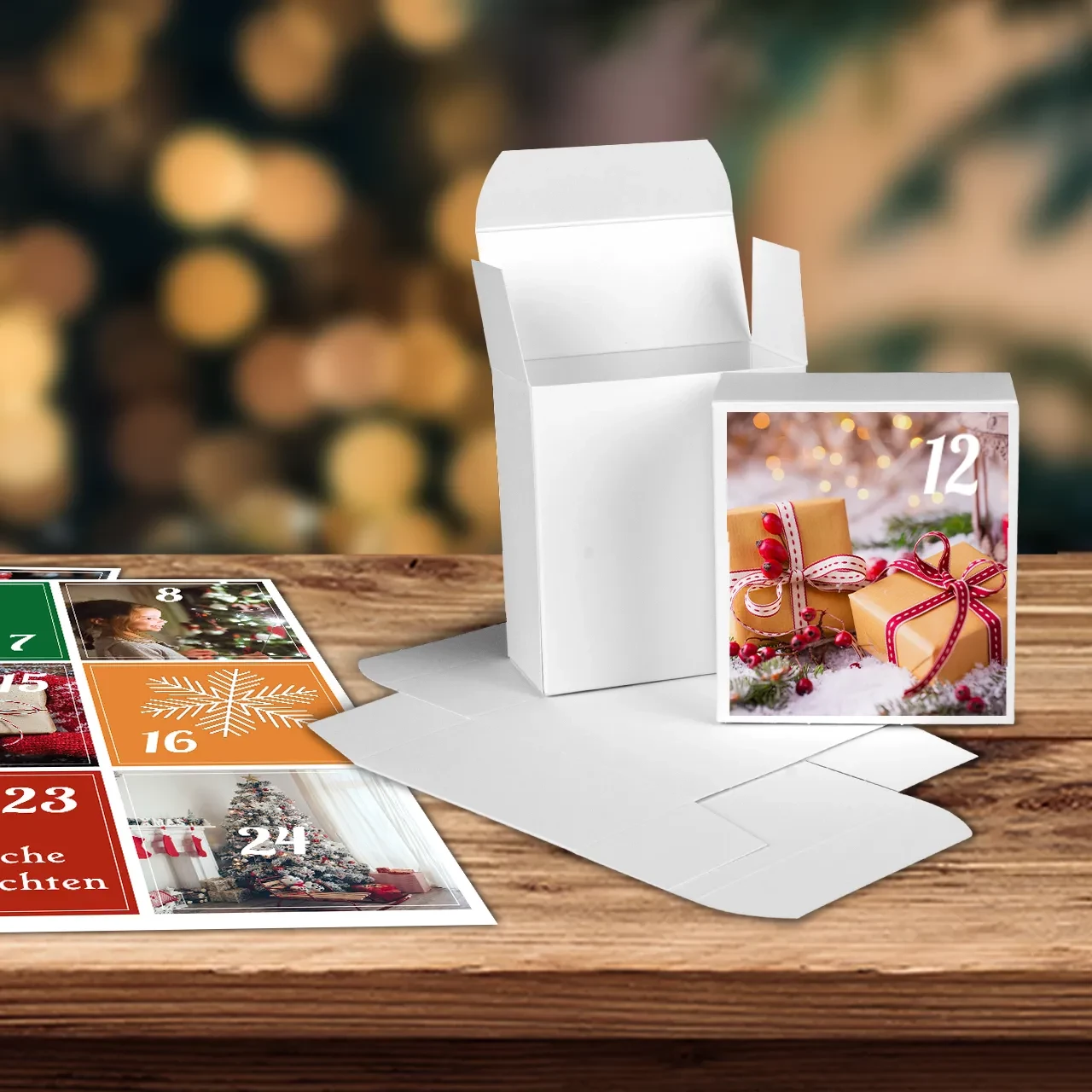 Euren Adventskalender zum Befüllen zu gestalten, ist kinderleicht. Kartons auffalten, mit euren selbstgestalteten Stickern bekleben, befüllen und verschenken.