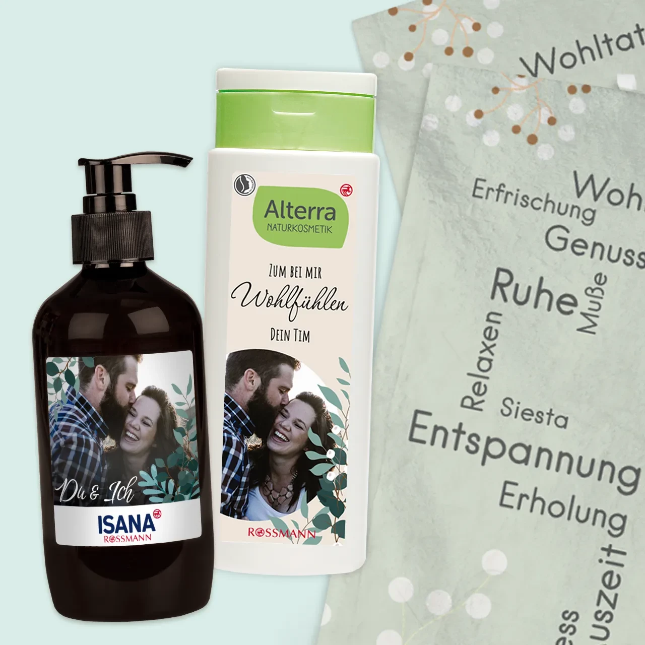 Verschenkt unsere ISANA Flüssigseife mit Foto für besondere Anlässe. Mit weiteren personalisierbaren Produkten kombiniert, könnt ihr unvergessliche Geschenke kreieren.