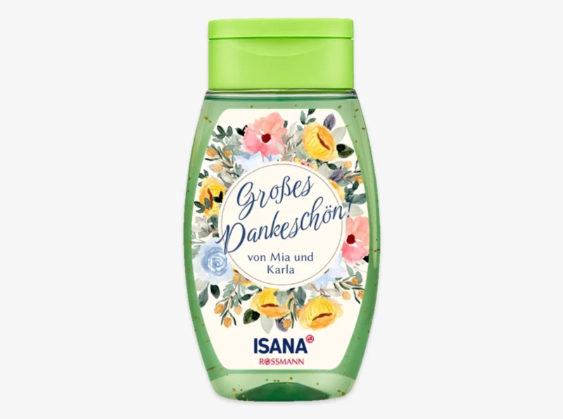 Duschgel mit Foto gestalten in der ROSSMANN Fotowelt. Die ISANA Pflegedusche Öl & Lemon ist zu 100 % ohne Mikroplastik. Hautverträglichkeit dermatologisch bestätigt.