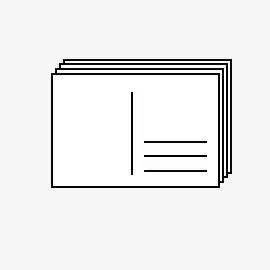 Mehrere klassische Karten mit Linien für Adresse und Platz für eigenen Text und freie Gestaltung symbolisieren das Postkarten-10er-Set. 