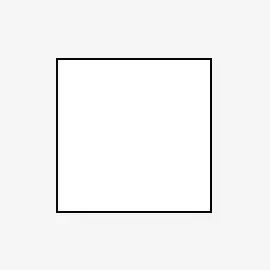 Weißes Quadrat auf grauem Grund, das die Kissengröße 50 x 50 cm visualisieren soll. 
