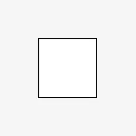 Weißes Quadrat auf grauem Grund, das die Kissengröße 38 x 38 cm visualisieren soll. 