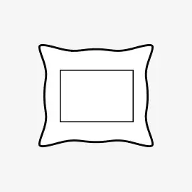 Stilisiertes weißes quadratisches Fotokissen, das die Variante ohne Füllung verdeutlichen soll. 