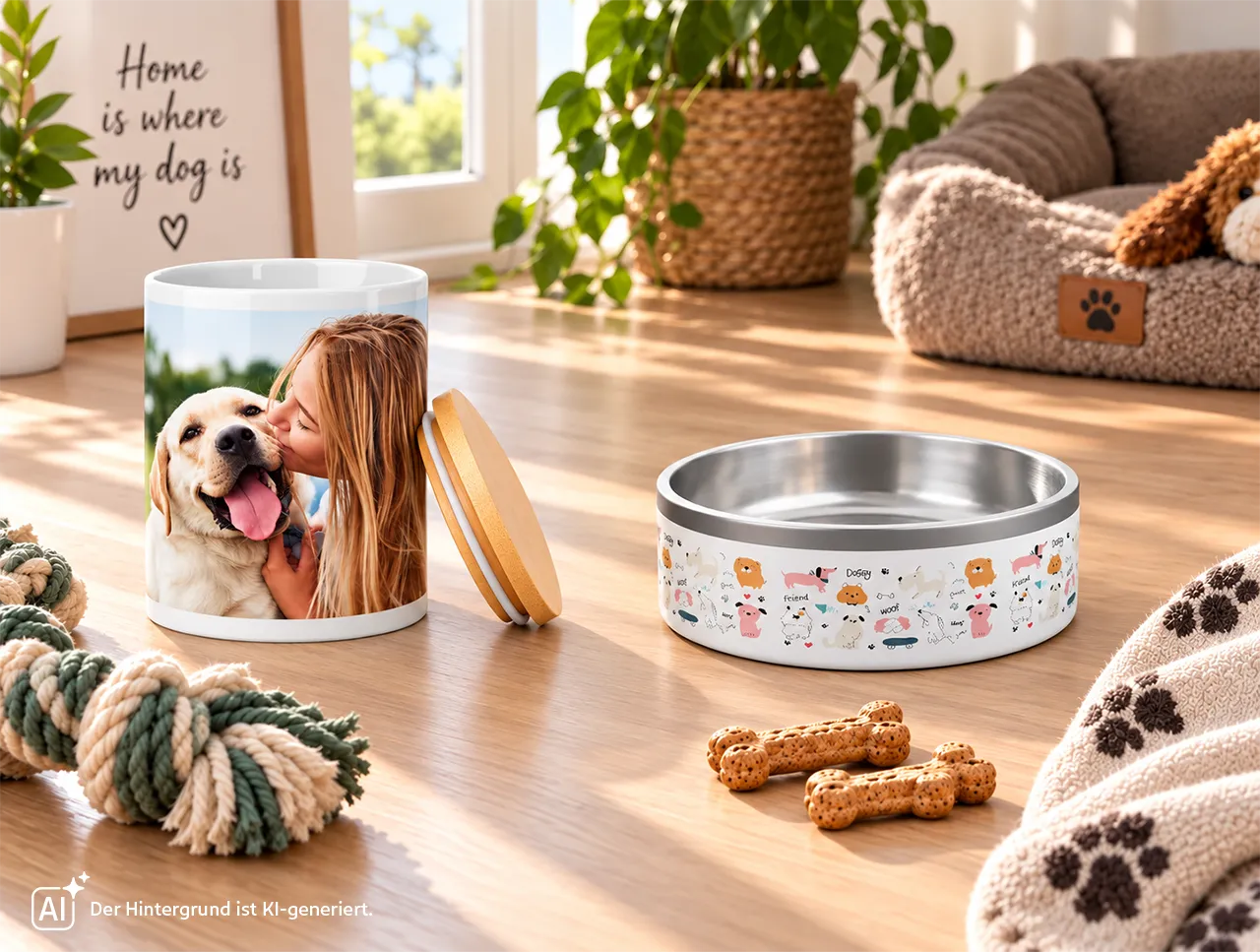 Schöne Geschenke für Hundebesitzer und Katzenliebhaber Hier findet ihr Geschenke für Haustiere, die ihr individuell mit den Fotos eurer Lieblinge gestalten könnt. Ob Futternapf oder Futtermatte, hier ist für jeden etwas dabei.