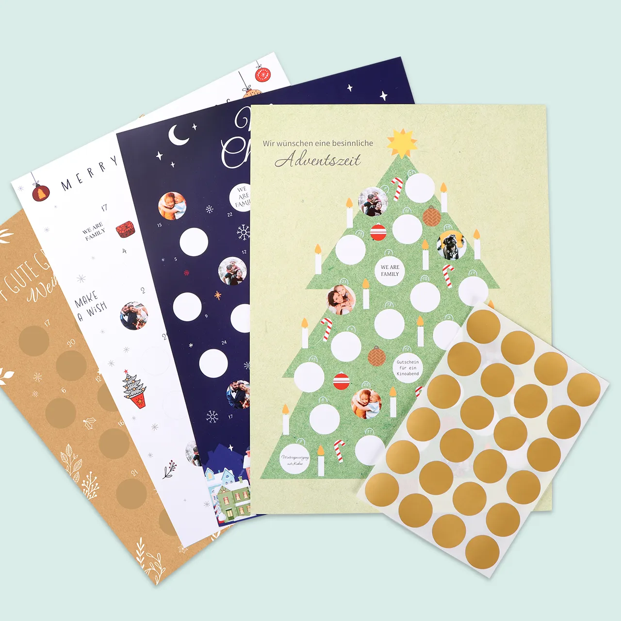 Gestaltet einen einzigartigen Foto-Adventskalender mit euren Lieblingsbildern, die erst beim Öffnen der Türchen sichtbar werden. Nutzt zur Gestaltung die zahlreichen Designvorlagen und bereitet Freunden und Familie eine große Freude.