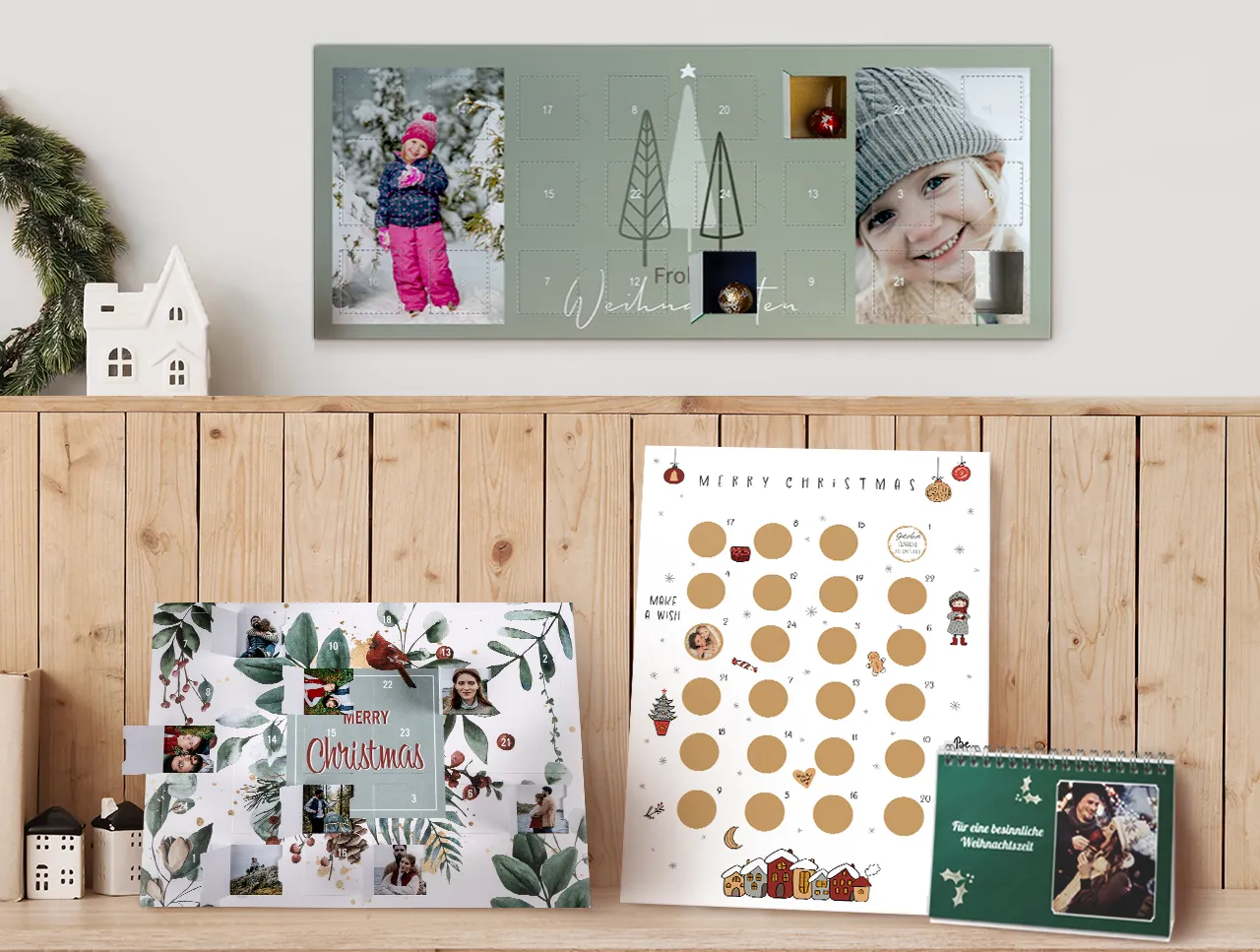 Gestaltet euren eigenen Foto-Adventskalender und verschenkt jeden Tag eine kleine Freude in der Vorweihnachtszeit. Öffnet täglich ein Türchen und entdeckt eine süße Überraschung.