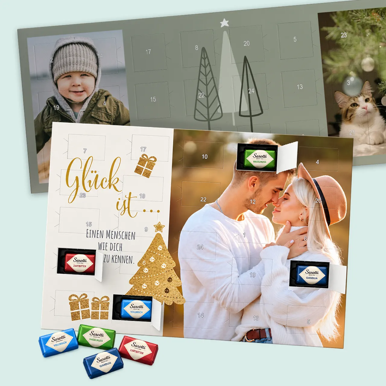 Überrascht eure Liebsten mit einem Schoko Adventskalender mit köstlicher Füllung und euren Lieblingsfotos. So wird die Vorweihnachtszeit zu einem ganz besonderen Genuss.