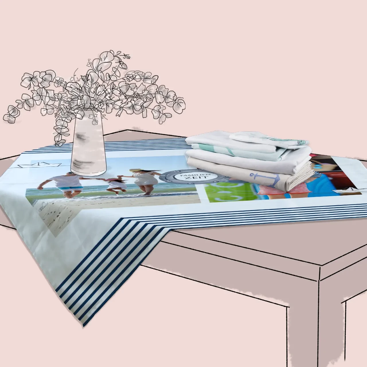 Tischdecke selbst gestalten. Mit unseren Designvorlagen und unseren Größen und Formaten und mit eurer Kreativität und deinen Motiven entsteht eine ultimative Tischdecke.