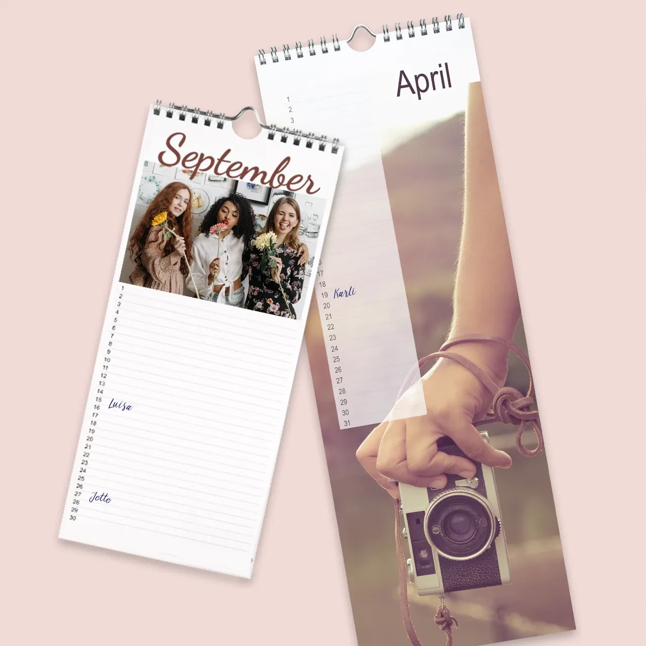 Mit unserem Terminkalender habt ihr alle Aktivitäten und Anlässe stets im Blick. Gedruckt auf hochwertigem und beschreibbarem Digitaldruckpapier, mit Spiralbindung.