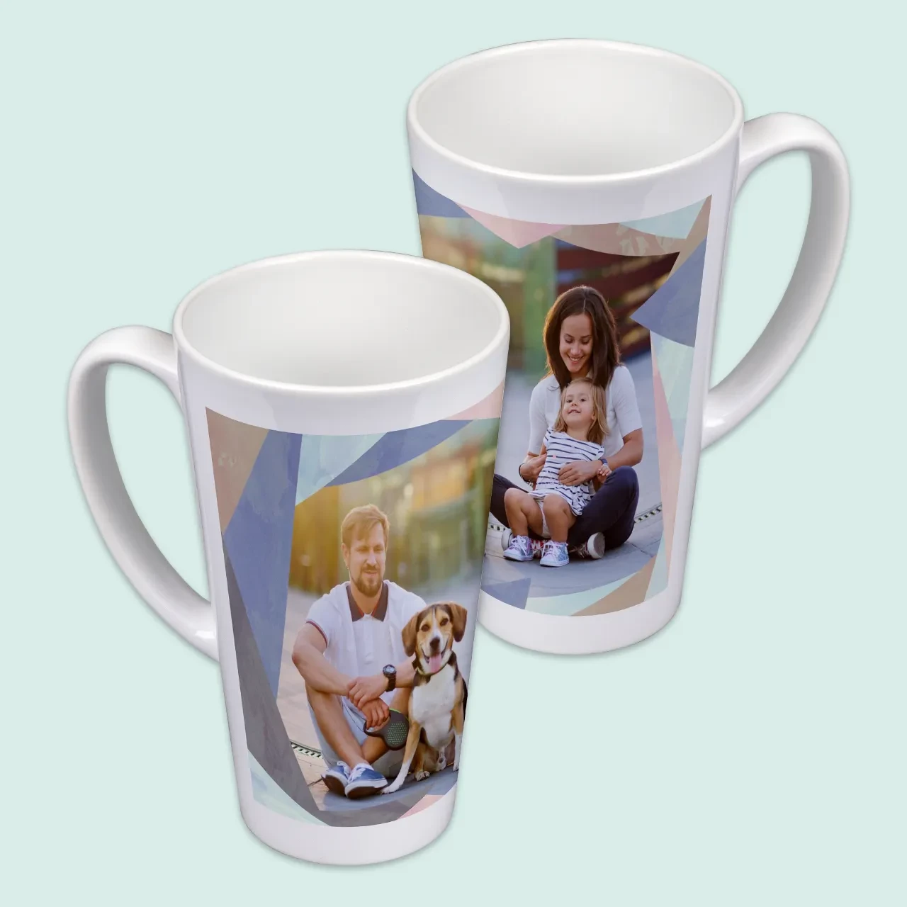 Latte macchiato Tasse selbst gestalten mit lustigen Schnappschüssen, schönen Erinnerungen und besonderen Momenten. Erhältlich in groß (470 ml) und klein (290 ml).