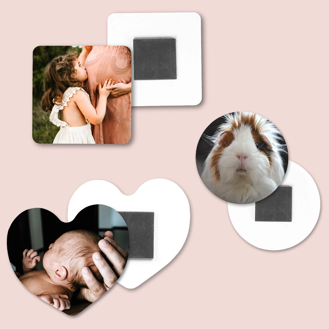 Gestaltet personalisierte Fotomagnete in der ROSSMANN Fotowelt. Wählt zwischen Herz, Quadrat und Kreis. Die Magnete sind auf der Rückseite bereits aufgeklebt.