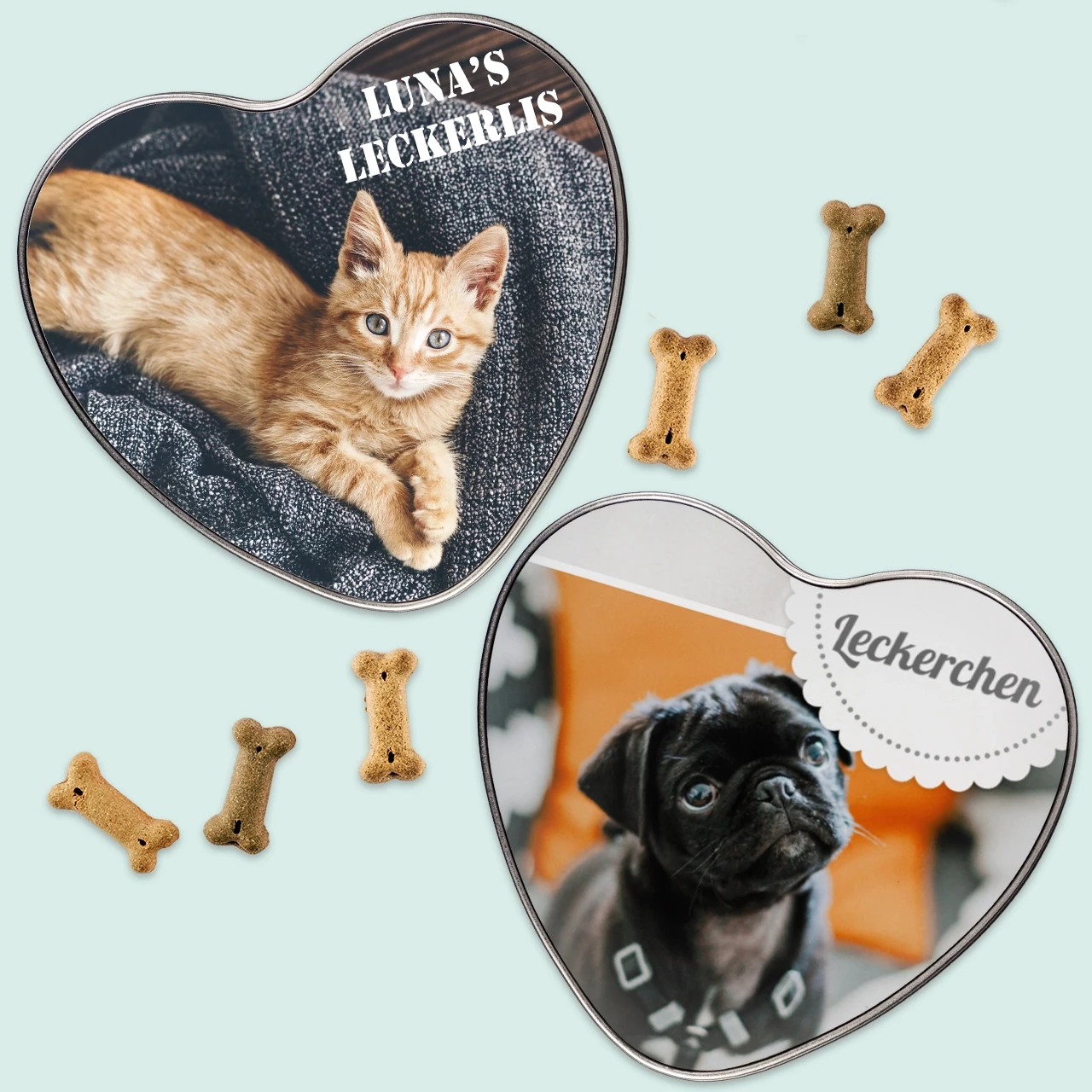 Keksdose mit Gravur und Foto bedrucken lassen in der ROSSMANN Fotowelt. Die Fotodose im Herzformat eignet sich als liebevolles Geschenk für besondere Kleinigkeiten.