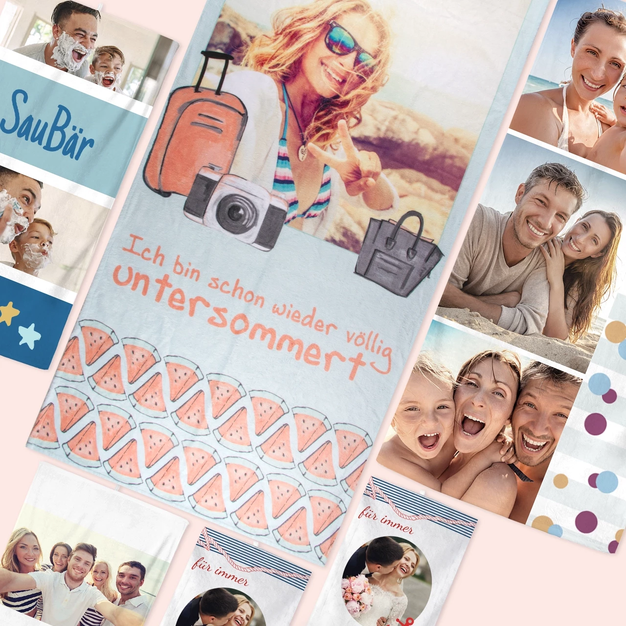 Euer Handtuch mit Foto kann ganz einfach online gestaltet werden. Dazu habt ihr zahlreiche, hochwertige und kreative Designvorlagen zum Bearbeiten zur Verfügung.