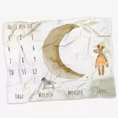 Premium Kuscheldecke mit Foto als Babydecke mit Meilenstein-Design – ideal zum Festhalten von Wochen und Monaten