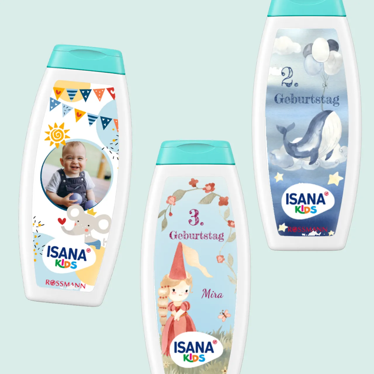 ISANA Kids 2in1 Dusche & Shampoo Sensitiv mit Foto – verschiedene Designvorlagen für Kinder
