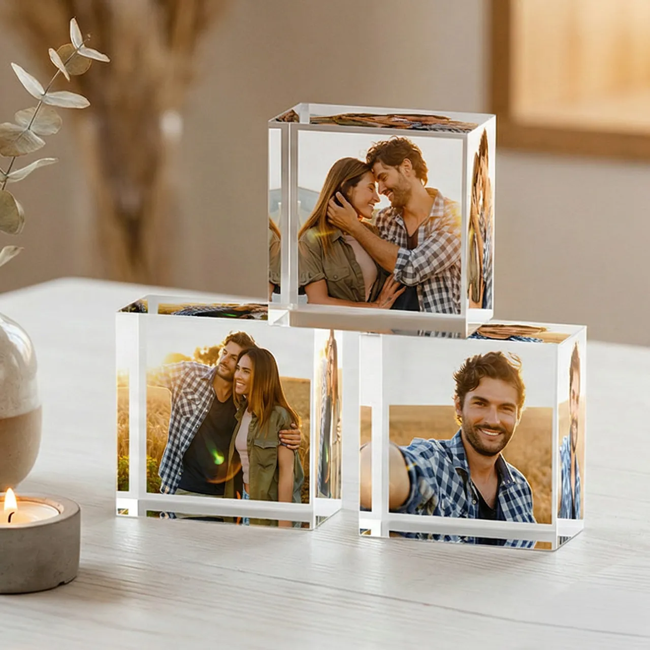 Persönliche MIXBLOX® mit Fotos gestalten Drei MIXBLOX® mit persönlichen Paarfotos als Fotodeko