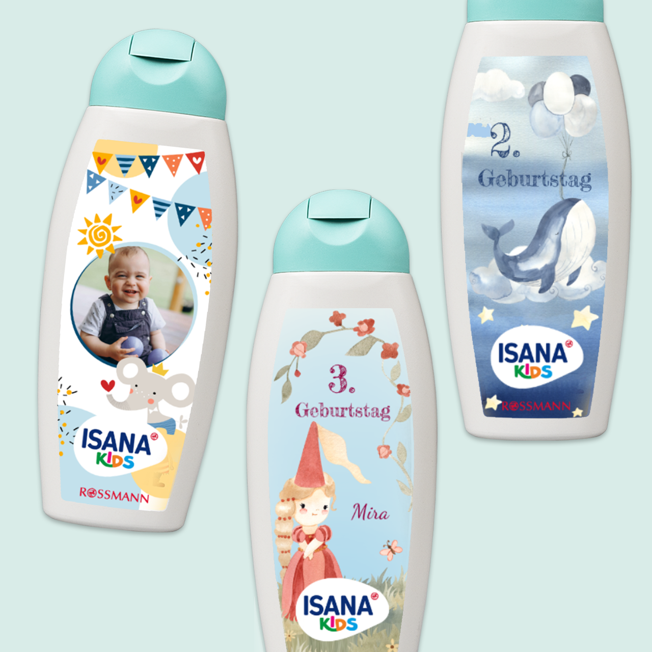 ISANA Kids 2in1 Dusche & Shampoo Sensitiv mit Foto – verschiedene Designvorlagen für Kinder