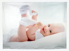 Personalisierte Babydecke, hochwertig und kuschelig Die Fotodecke ist auf der Vorderseite vollständig bedruckbar, während die Rückseite weiß bleibt. Das kuschelige Fleecegewebe ist anschmiegsam und weich.